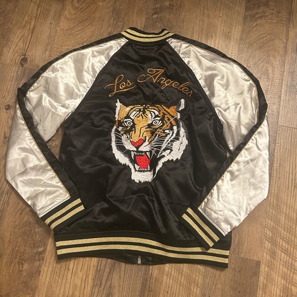 Pacsun Los Angeles Tiger Embroidered Souvenir Bomber Jacket M - Picture 1 of 6